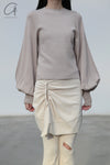 SWAYING/KNIT profile cuffed long-sleeved slim fit pullover SW24RE1T09 Almond PS11